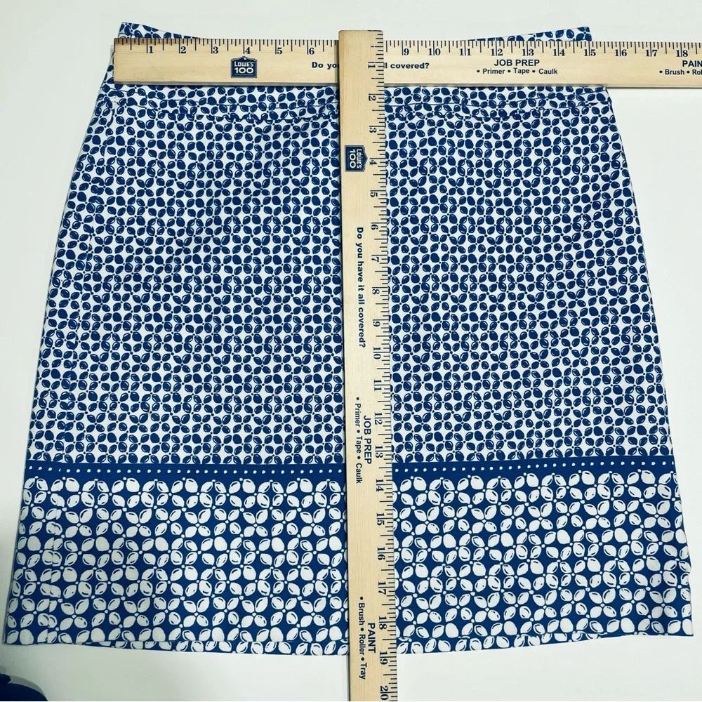 Talbots Blue and White Geometric Pencil Skirt, Size 4